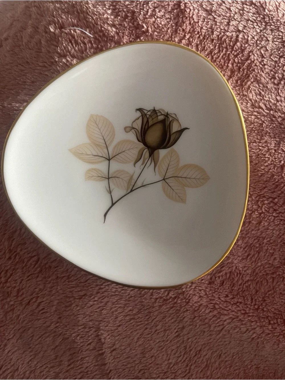 Vintage Rosenthal Germany Rose Gold Trinket Dish Advertising Souvenir